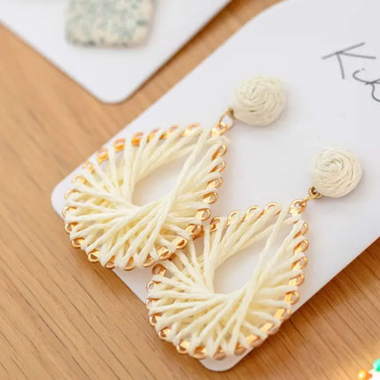 KiKi White Teardrop Weaves Earrings
