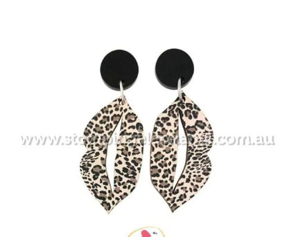 Lips - Leopard Earring