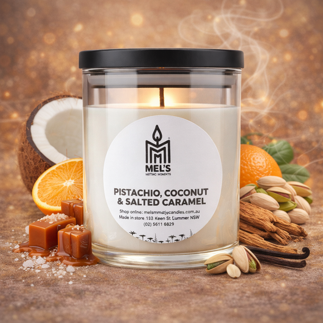 Pistachio, Coconut & Salted Caramel - Large 80 Hour Pure Soy Candle
