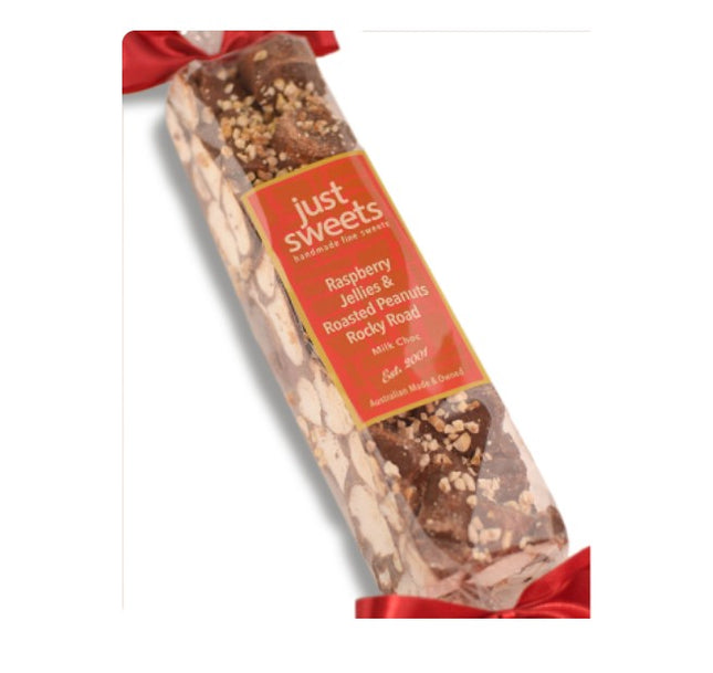 Dark Choc Raspberry Jellies & Roasted Peanuts Rocky Road Bon Bon 300g