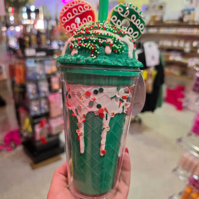 Christmas Donut Green Sorbet Sipper