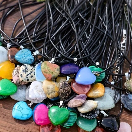 Heart Gemstone Necklace 1pc