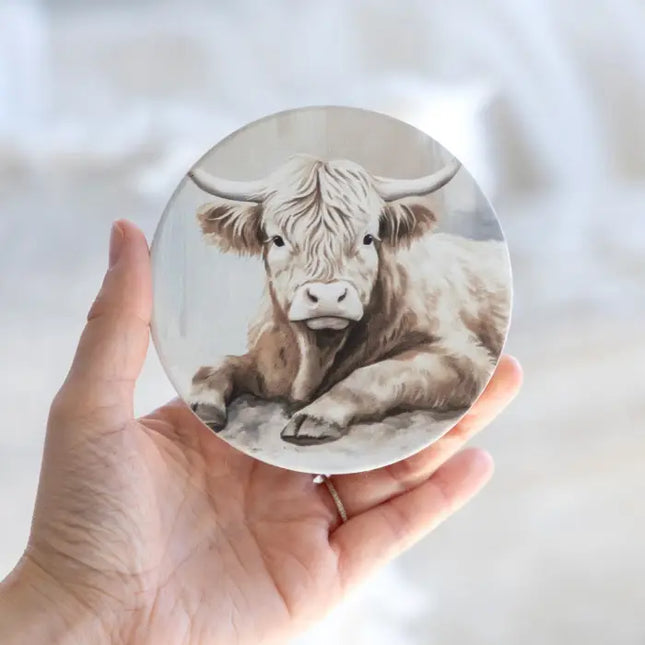 Highland Calf Ceramic Coaster