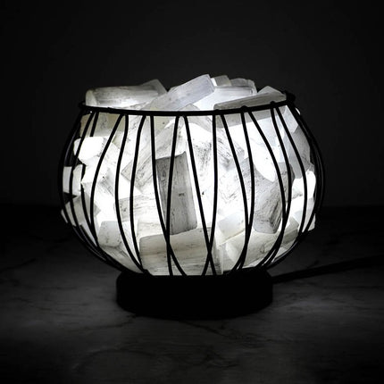 Selenite Crystal White LED Lamp