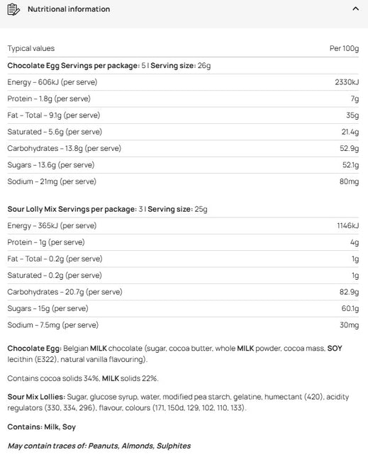 Easter Chocolate Smash Egg - Sour Lolly Mix