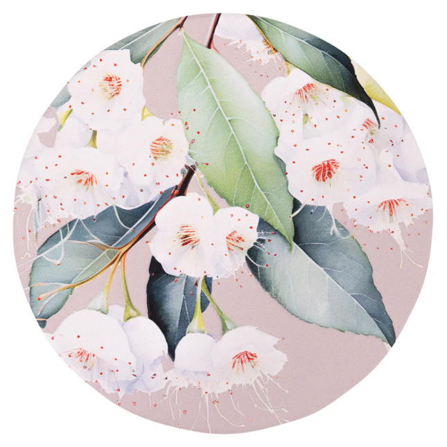 Native Blooms White Floral Ceramic Coaster