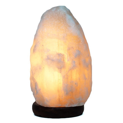 3–5kg White Shaped Himalayan Salt Lamp – Timber Base (12V – 12W)