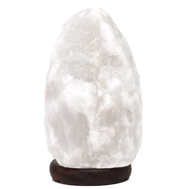 3–5kg White Shaped Himalayan Salt Lamp – Timber Base (12V – 12W)