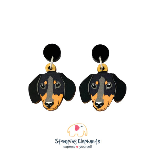 Black Dauschound face Earring