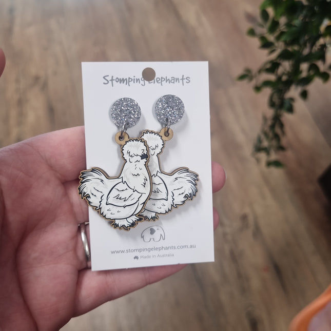 Chicken Earring white