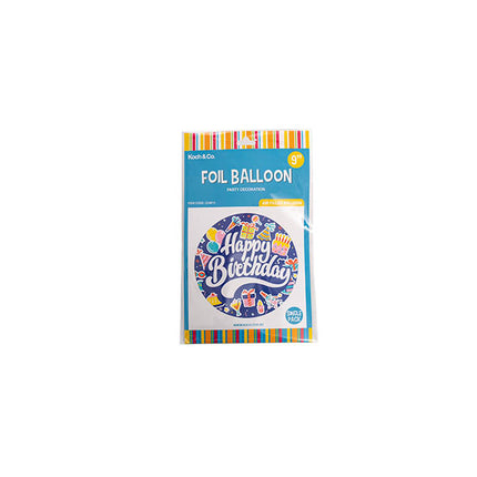 Foil Balloon 9" (22.5cmD) Air Fill Round Happy Bday Party