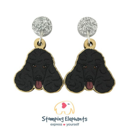 Black Poodle Face Earrings