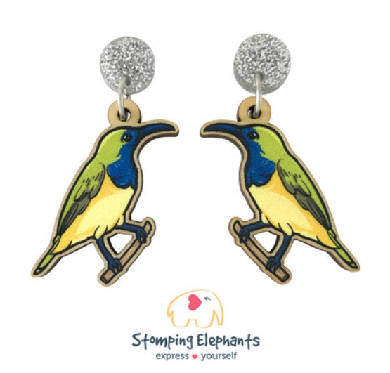 Olive Backed Sunbird Earrings