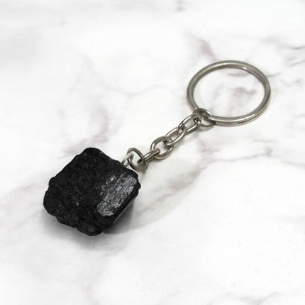 Black Tourmaline Crystal Rough Keychain